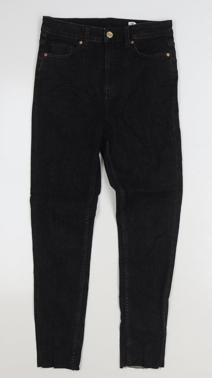 Marks and Spencer Womens Black Cotton Skinny Jeans Size 10 L26 in Regular Zip
