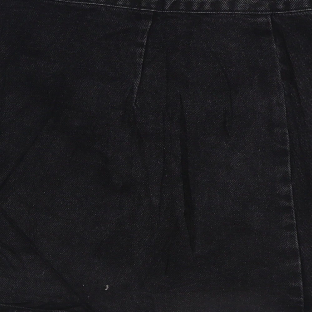 ASOS Womens Black Cotton A-Line Skirt Size 10 Button