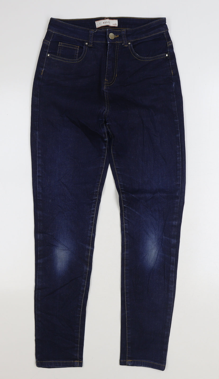 Wallis Womens Blue Cotton Skinny Jeans Size 10 L24 in Regular Zip