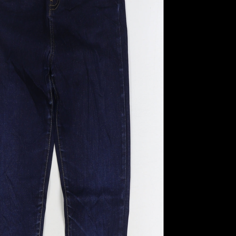 Wallis Womens Blue Cotton Skinny Jeans Size 10 L24 in Regular Zip