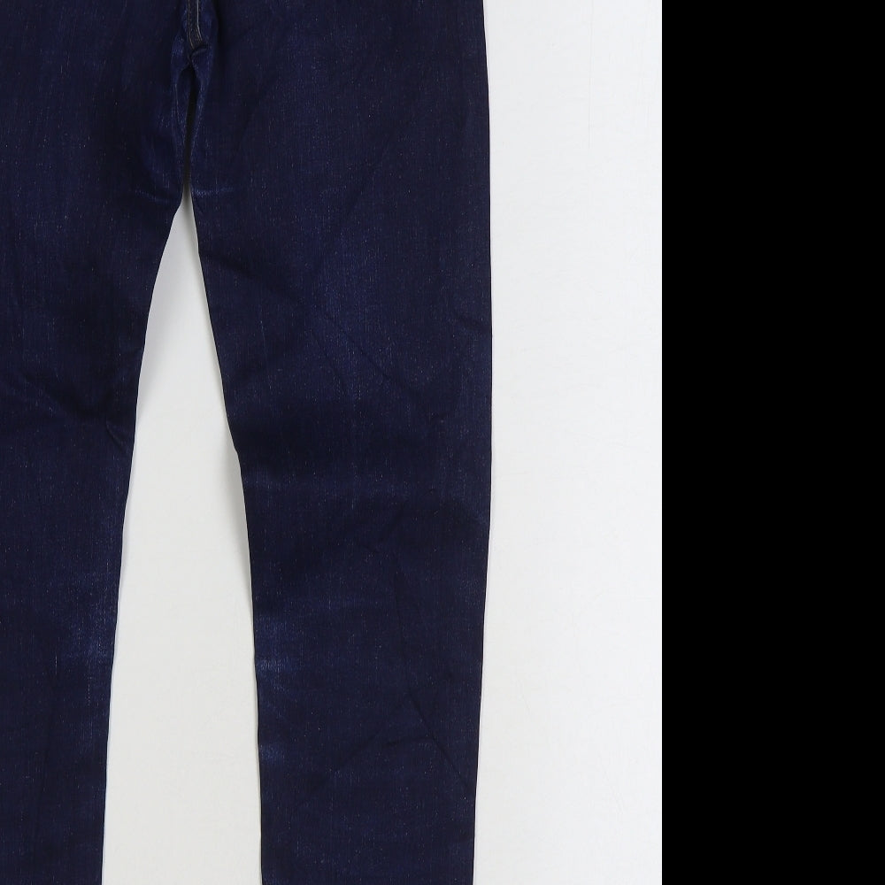 Wallis Womens Blue Cotton Skinny Jeans Size 10 L24 in Regular Zip