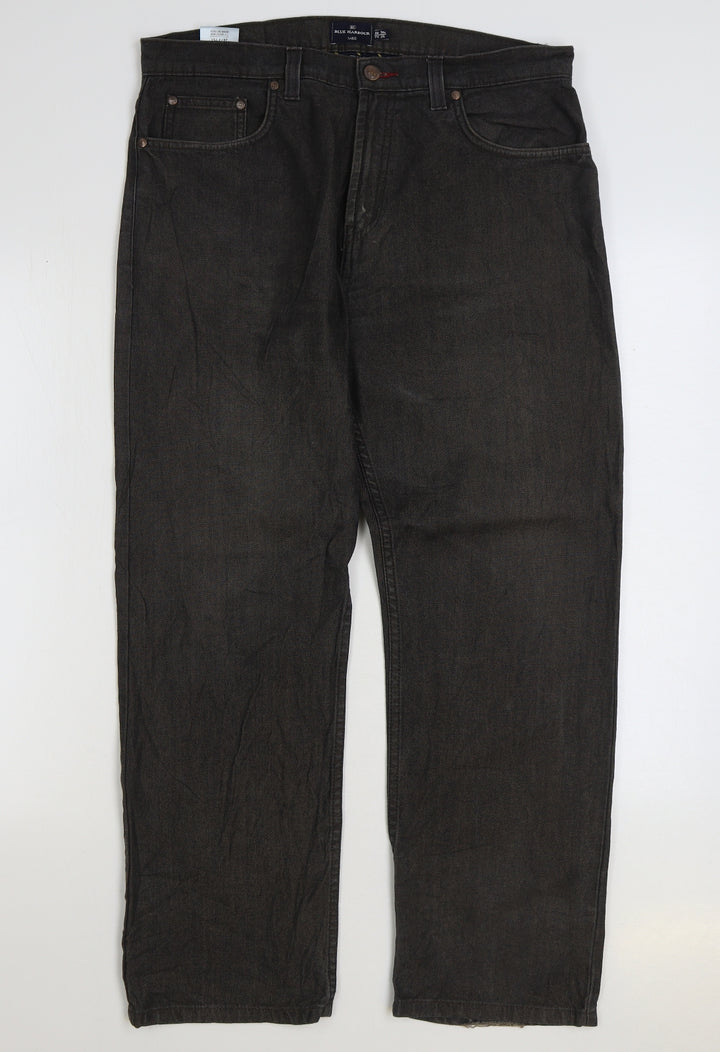 Blue Harbour Womens Black Cotton Straight Jeans Size 34 in L31 in Regular Zip