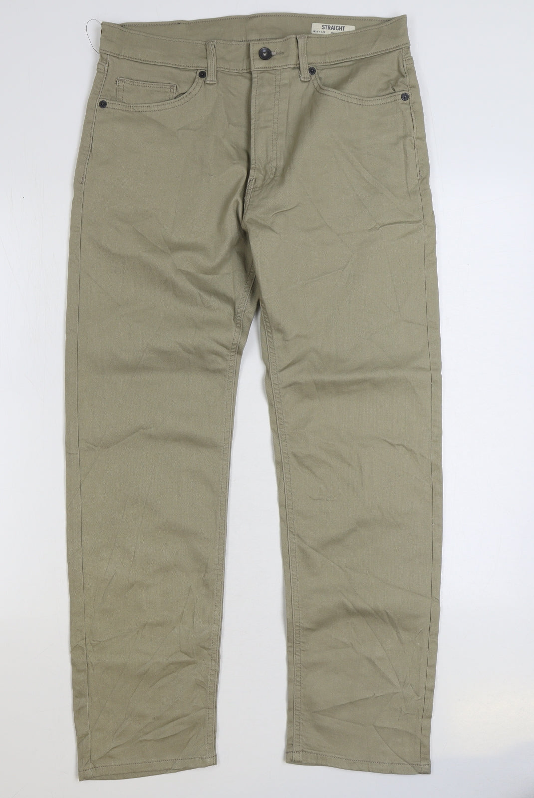 Marks and Spencer Mens Beige Cotton Trousers Size 32 in L29 in Regular Zip