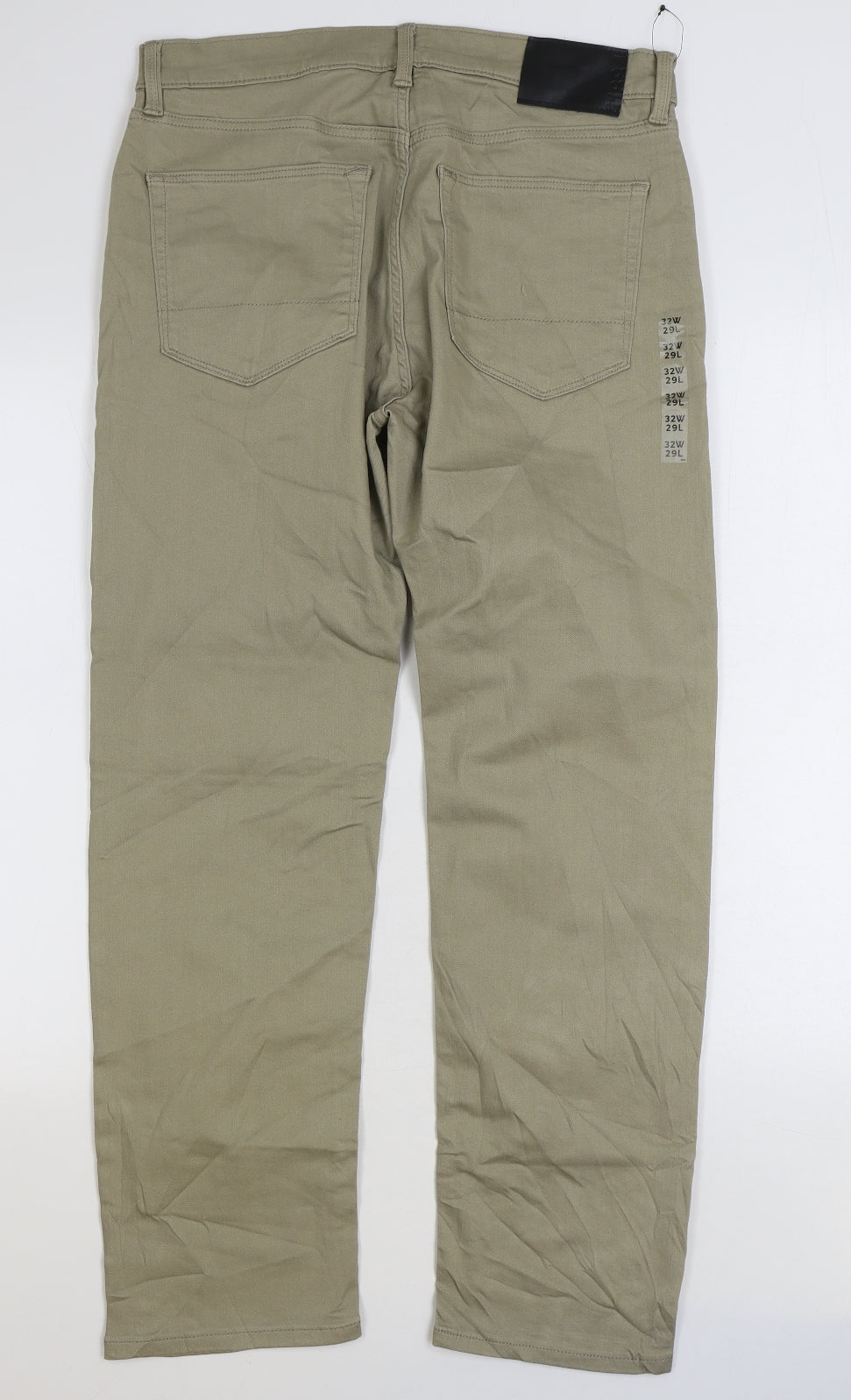 Marks and Spencer Mens Beige Cotton Trousers Size 32 in L29 in Regular Zip
