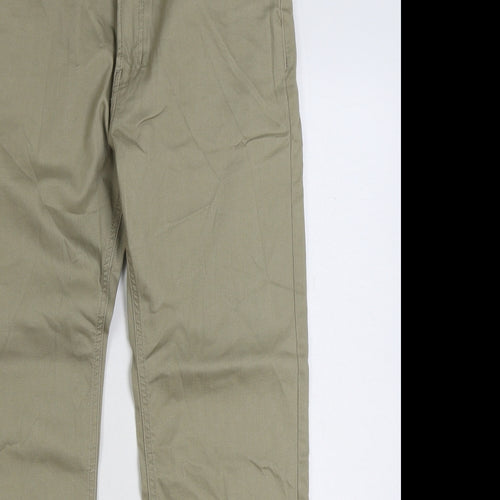 Marks and Spencer Mens Beige Cotton Trousers Size 32 in L29 in Regular Zip
