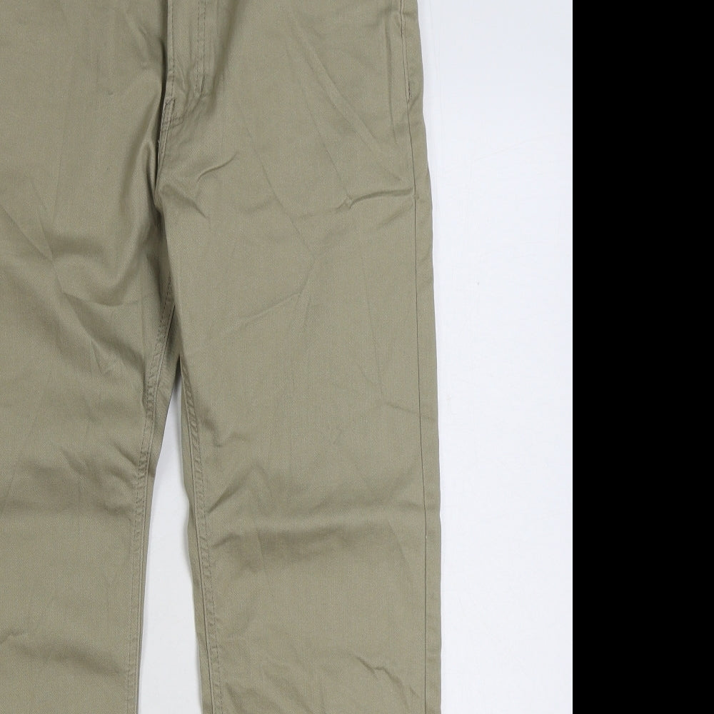 Marks and Spencer Mens Beige Cotton Trousers Size 32 in L29 in Regular Zip