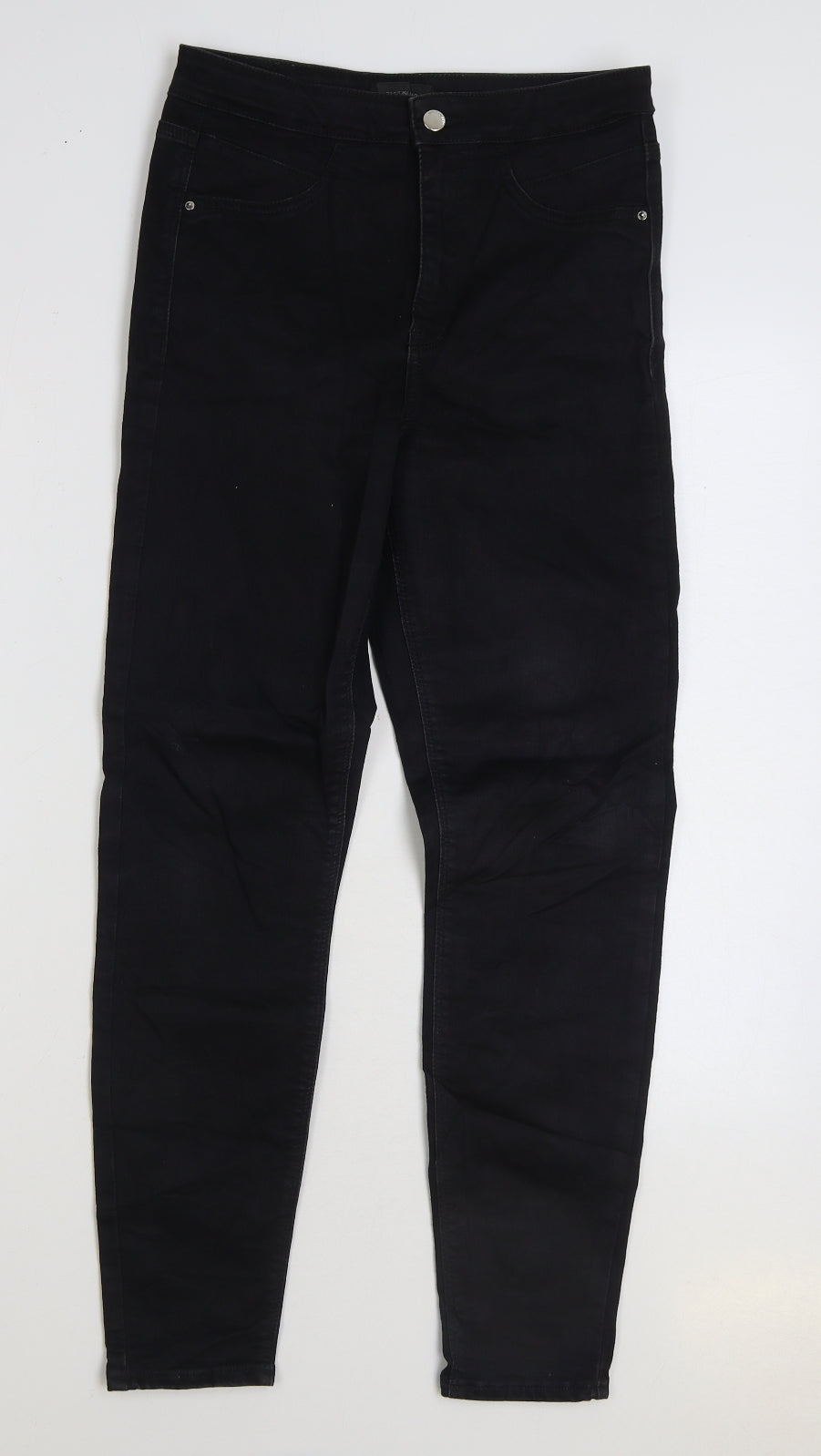 River Island Womens Black Cotton Straight Jeans Size 10 L28 in Regular Zip