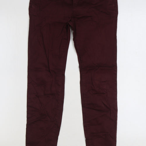 Pull&Bear Womens Red Cotton Skinny Jeans Size 6 L27 in Regular Zip