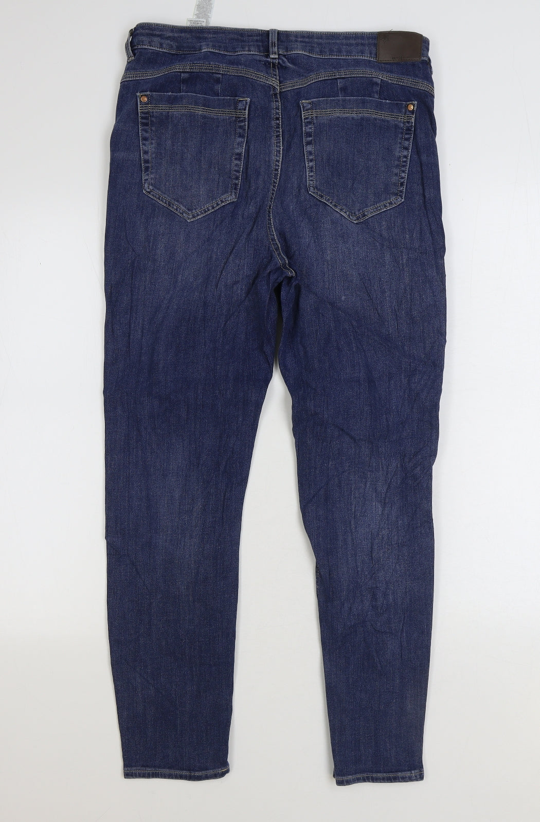 Marks and Spencer Womens Blue Cotton Straight Jeans Size 14 L27 in Regular Zip