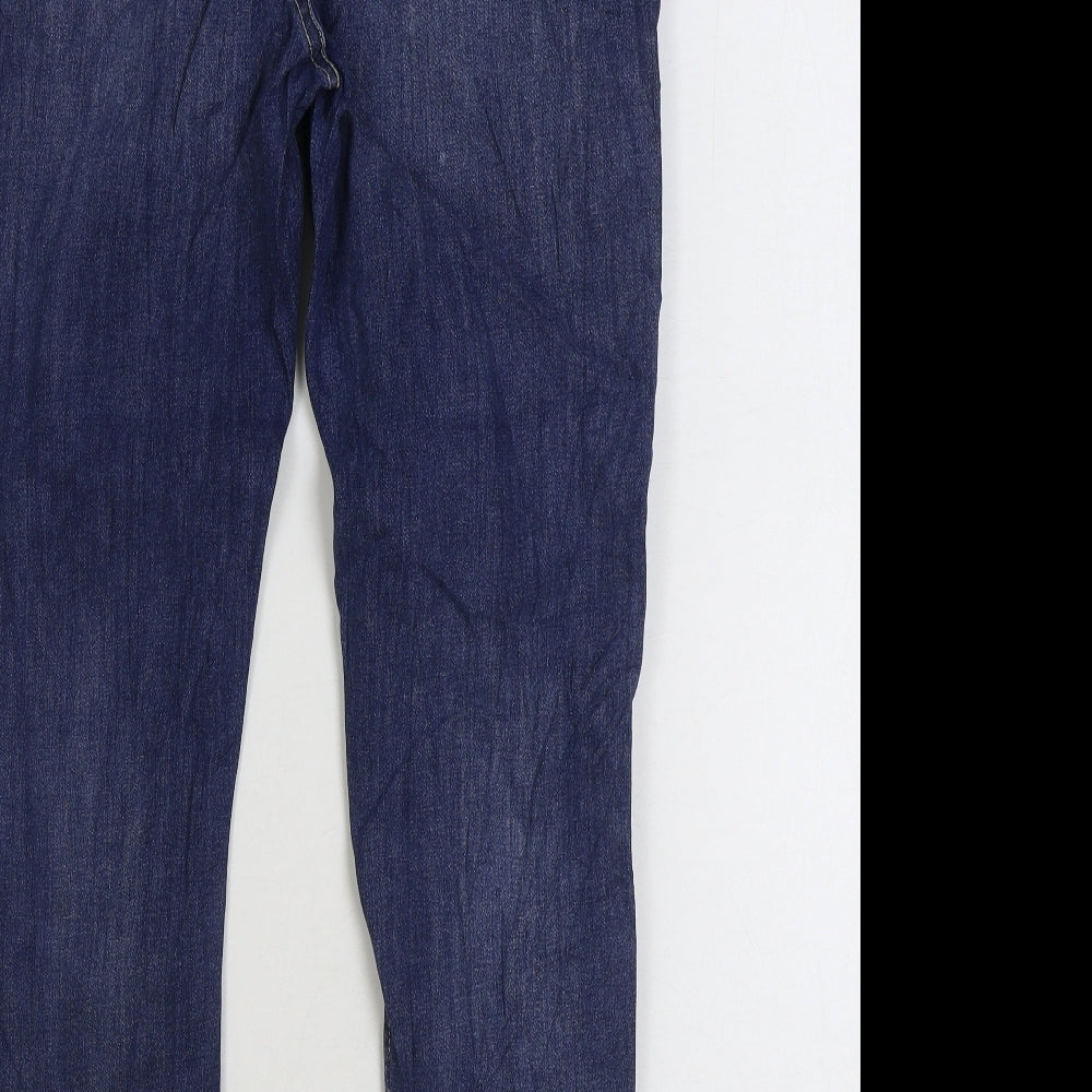 Marks and Spencer Womens Blue Cotton Straight Jeans Size 14 L27 in Regular Zip