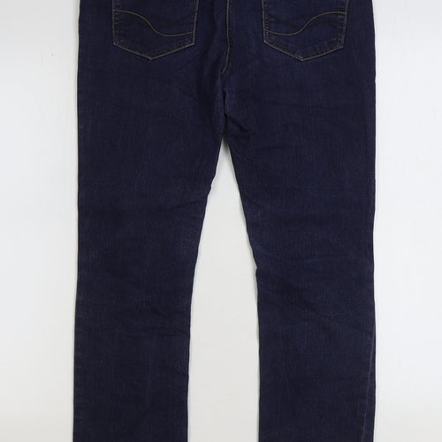 George Womens Blue Cotton Straight Jeans Size 12 L28 in Regular Zip