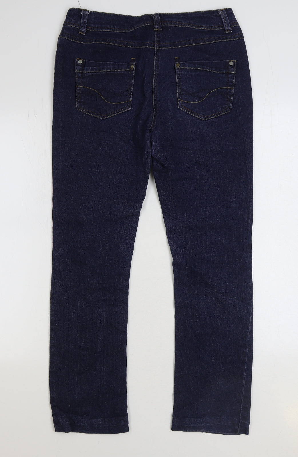 George Womens Blue Cotton Straight Jeans Size 12 L28 in Regular Zip