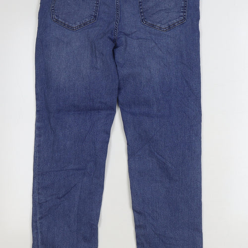 Marks and Spencer Womens Blue Cotton Straight Jeans Size 14 L27 in Regular Zip
