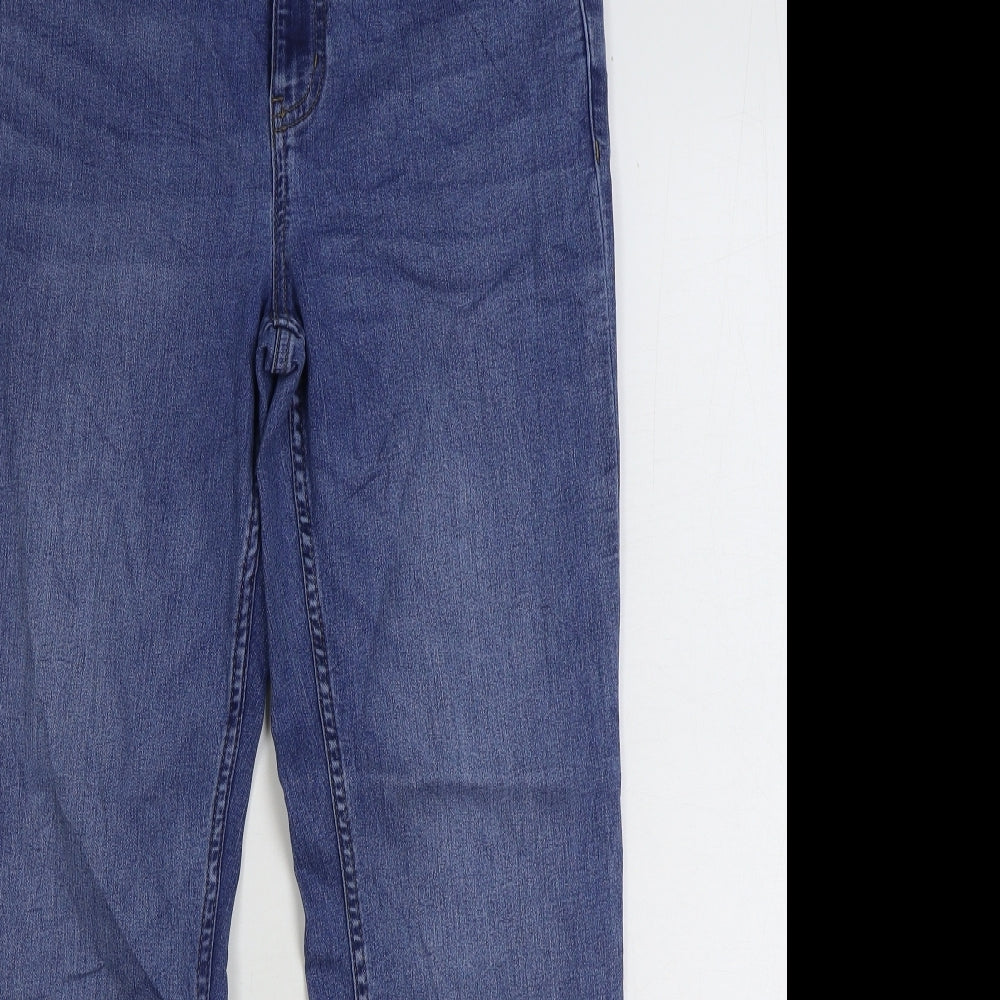Marks and Spencer Womens Blue Cotton Straight Jeans Size 14 L27 in Regular Zip
