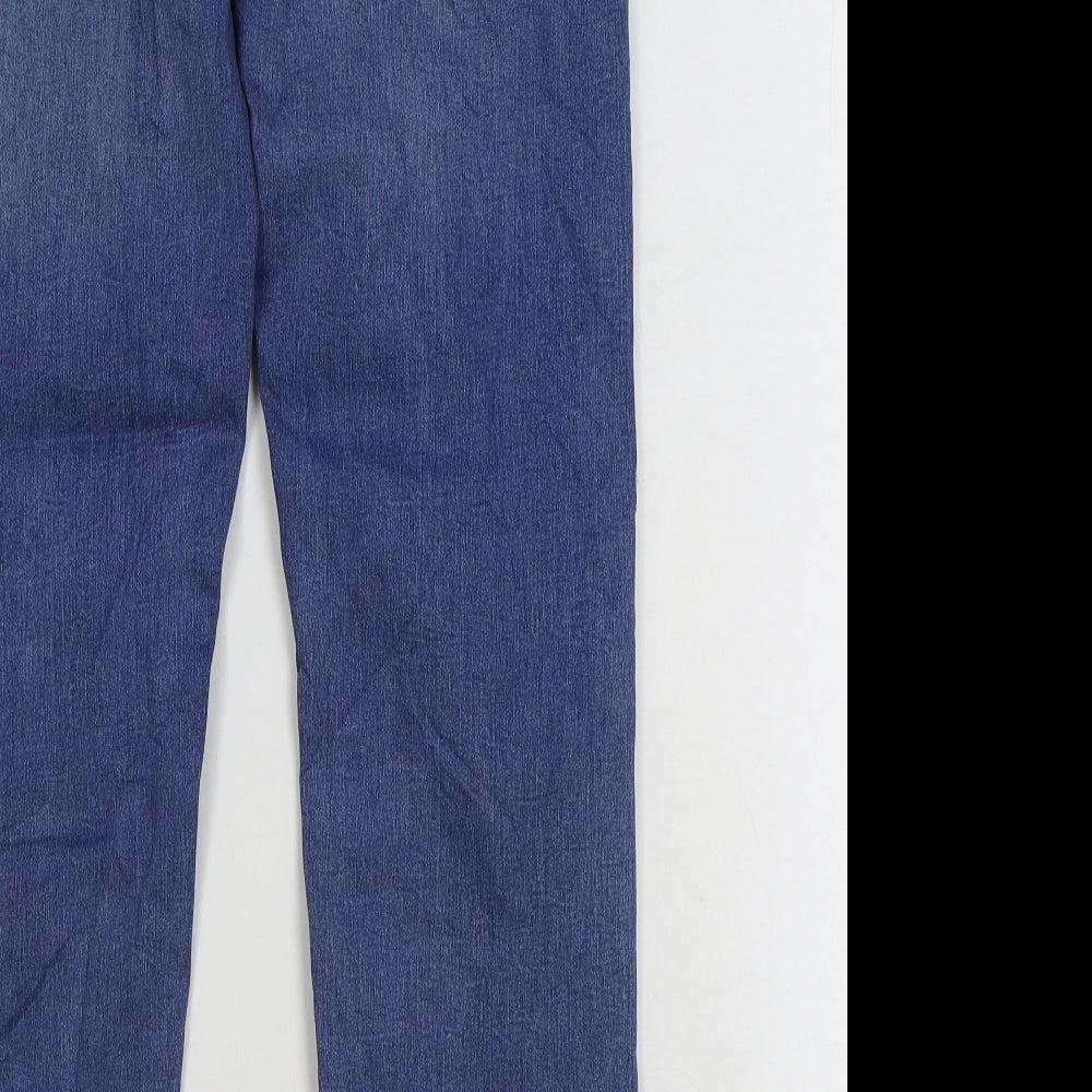 Marks and Spencer Womens Blue Cotton Straight Jeans Size 14 L27 in Regular Zip