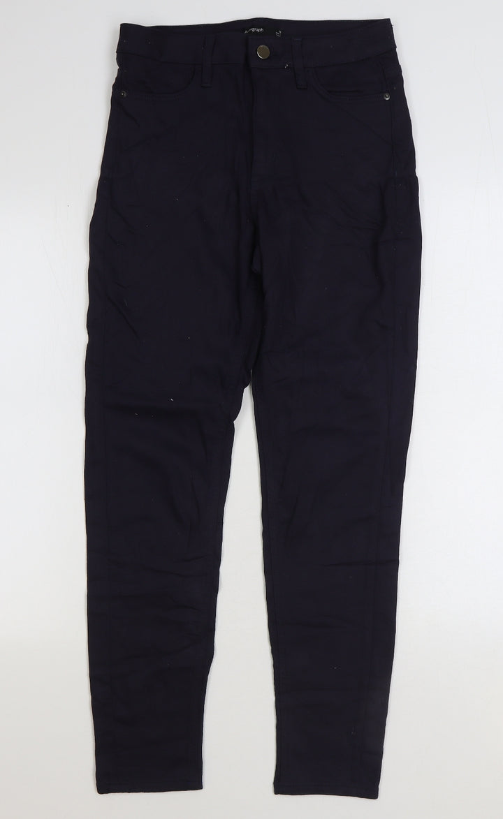 Marks and Spencer Womens Blue Cotton Skinny Jeans Size 10 L28 in Regular Zip