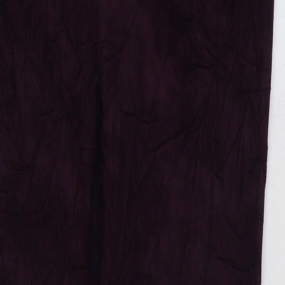 Marks and Spencer Womens Purple Cotton Trousers Size 16 L32 in Regular Zip