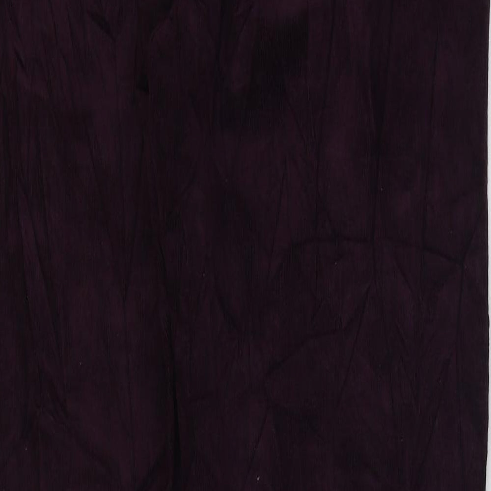Marks and Spencer Womens Purple Cotton Trousers Size 16 L32 in Regular Zip