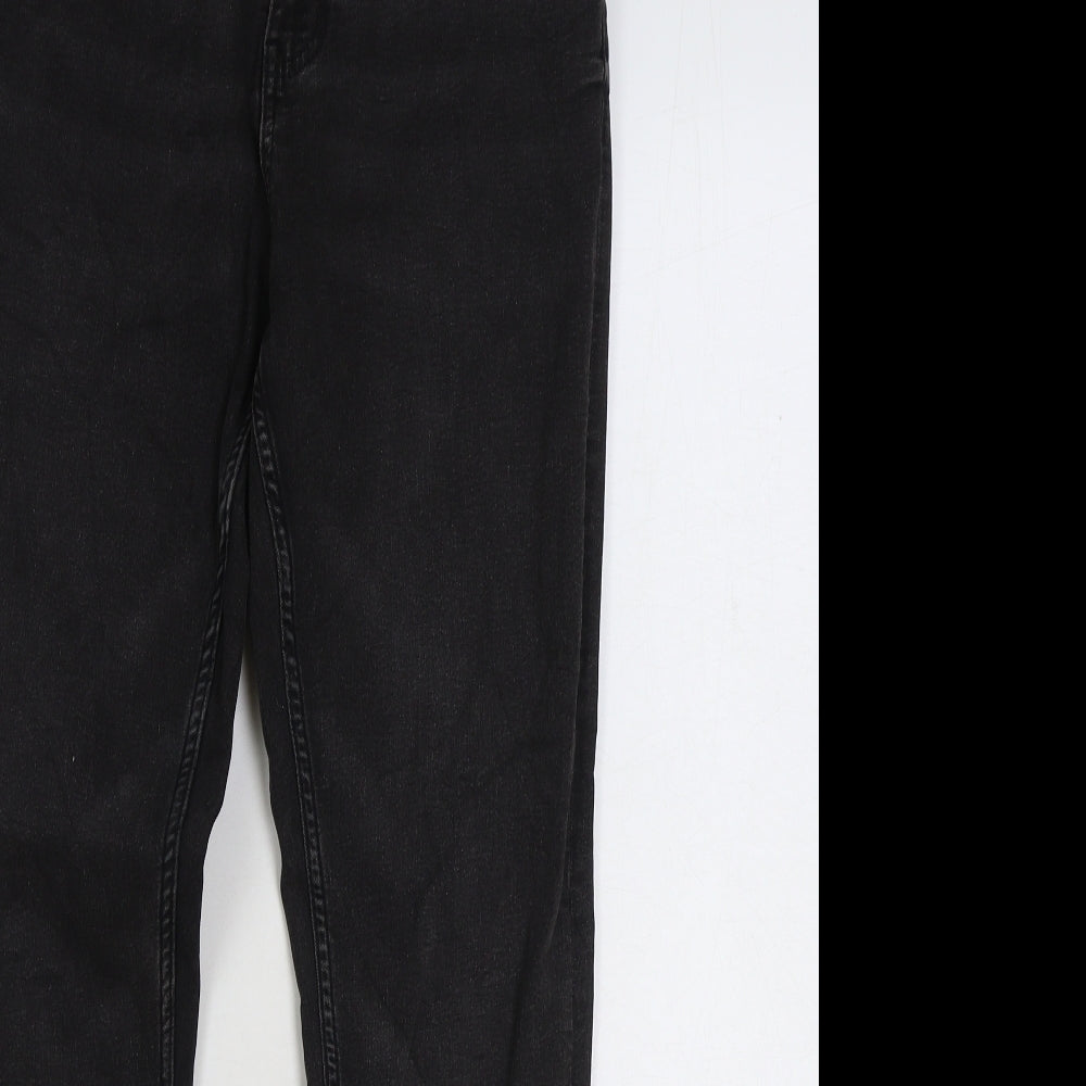 Marks and Spencer Womens Black Cotton Straight Jeans Size 12 L28 in Regular Zip