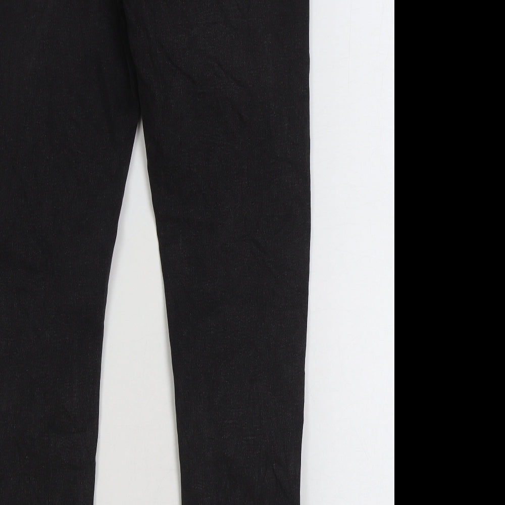 Marks and Spencer Womens Black Cotton Straight Jeans Size 12 L28 in Regular Zip