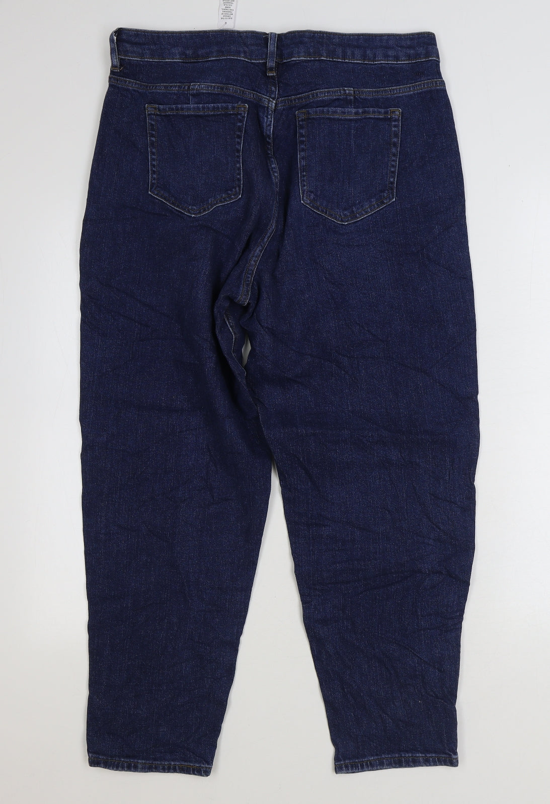 Marks and Spencer Womens Blue Cotton Straight Jeans Size 16 L27 in Regular Zip