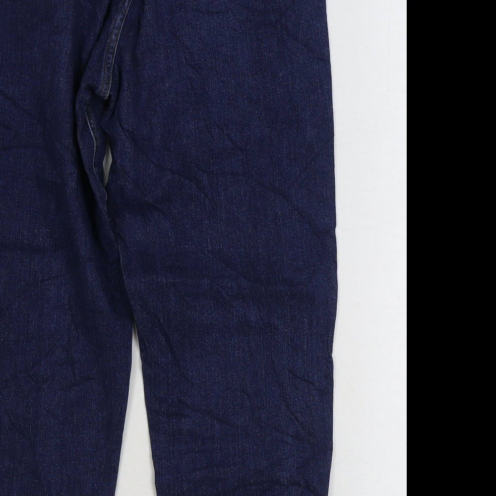 Marks and Spencer Womens Blue Cotton Straight Jeans Size 16 L27 in Regular Zip