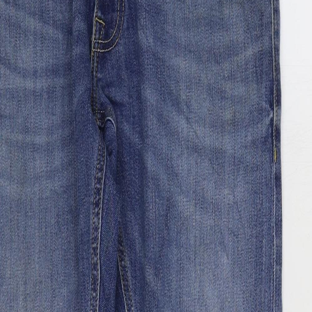 Marks and Spencer Mens Blue Cotton Straight Jeans Size 32 in L33 in Regular Zip
