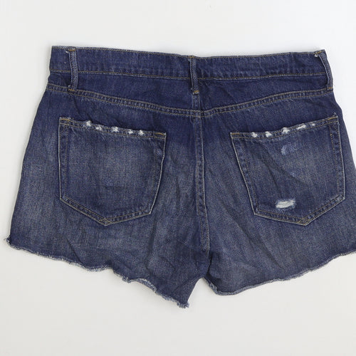 Gap Womens Blue Cotton Hot Pants Shorts Size 27 in Regular Zip - Distressed