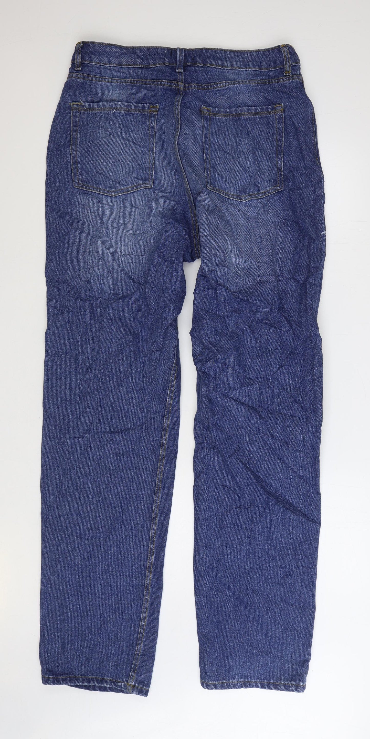 I SAW IT FIRST Womens Blue Cotton Straight Jeans Size 14 L33 in Regular Zip