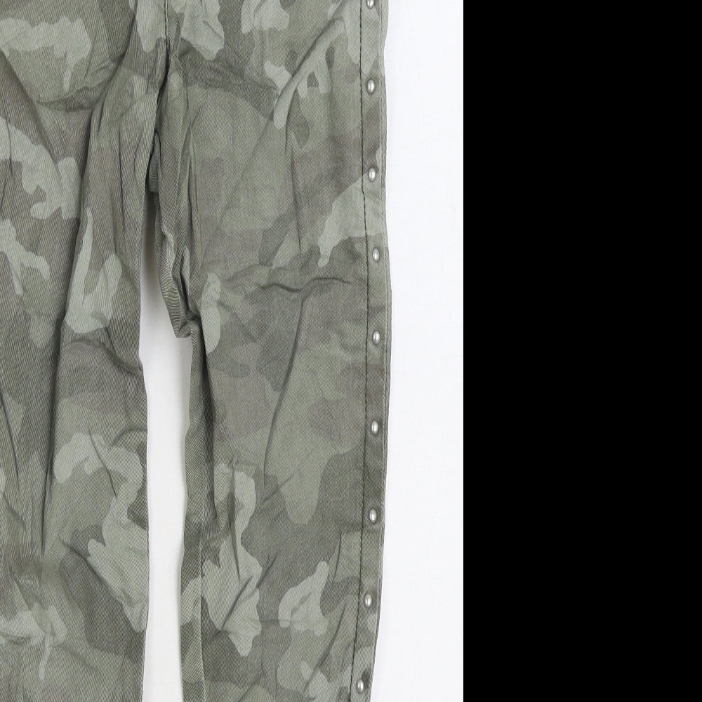 NEXT Girls Green Camouflage Cotton Skinny Jeans Size 12 Years Regular Zip - Happy