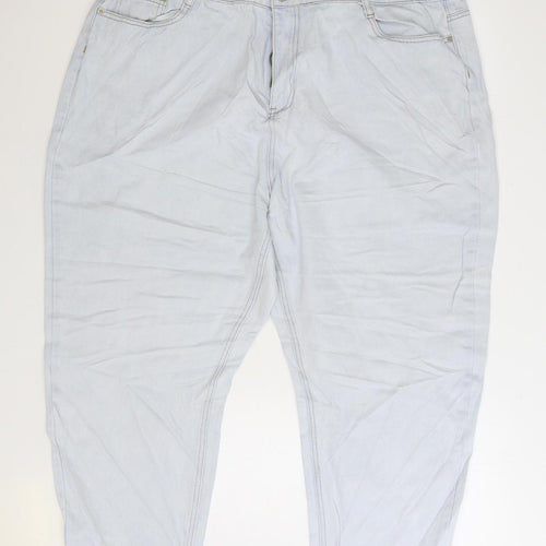Missguided Womens Blue Cotton Cropped Jeans Size 24 L24 in Regular Zip