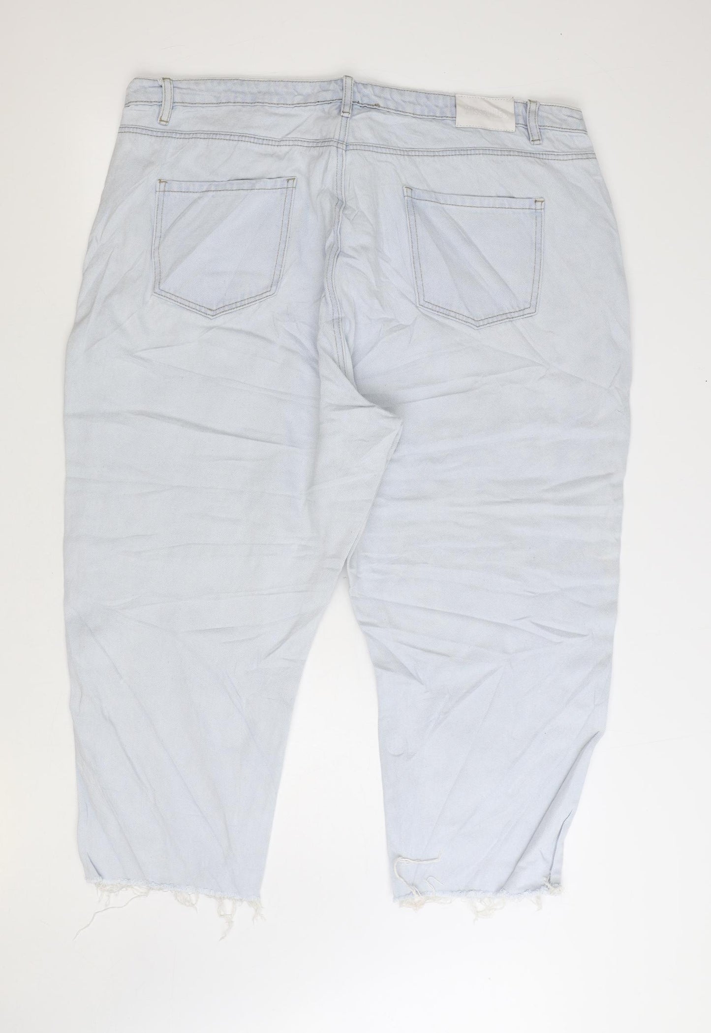 Missguided Womens Blue Cotton Cropped Jeans Size 24 L24 in Regular Zip