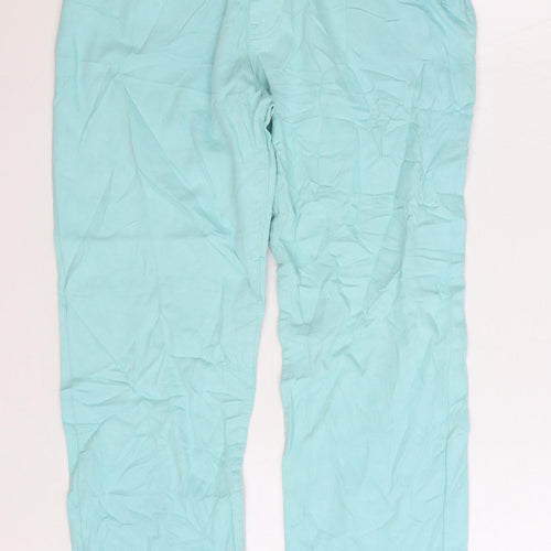 Falmer Womens Blue Cotton Straight Jeans Size 14 L27 in Regular Zip