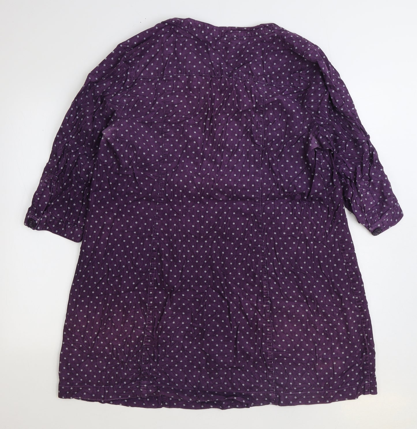 Boden Womens Purple Polka Dot Cotton Shift Size 20 Round Neck Zip