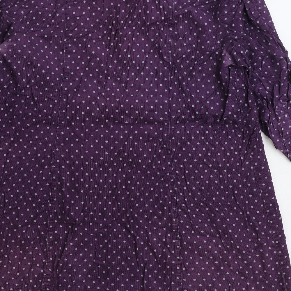 Boden Womens Purple Polka Dot Cotton Shift Size 20 Round Neck Zip