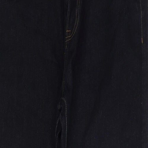 Marks and Spencer Womens Blue Cotton Straight Jeans Size 36 in L29 in Regular Zip