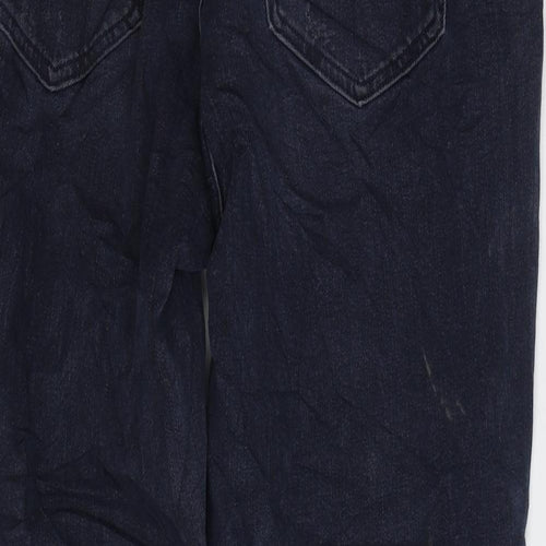 Marks and Spencer Womens Blue Cotton Mom Jeans Size 14 L24 in Regular Zip - Cropped