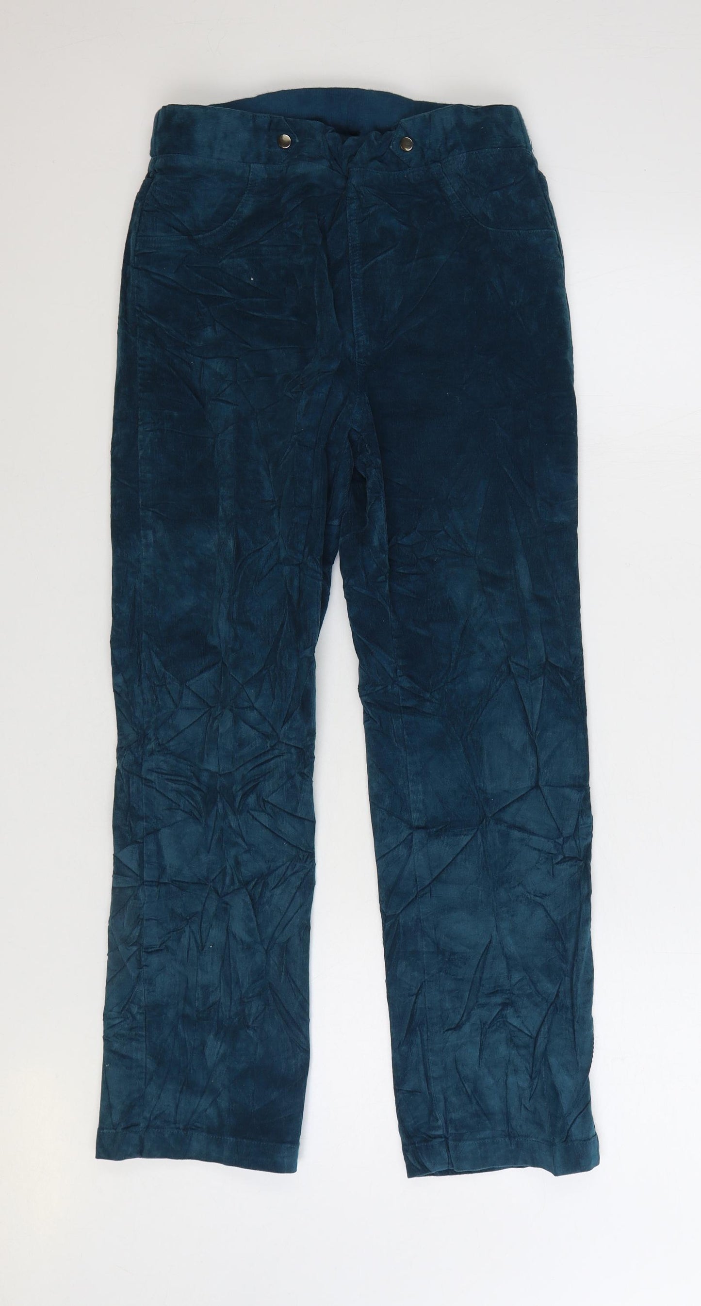 Cotton Traders Womens Blue Cotton Trousers Size 14 L27 in Regular