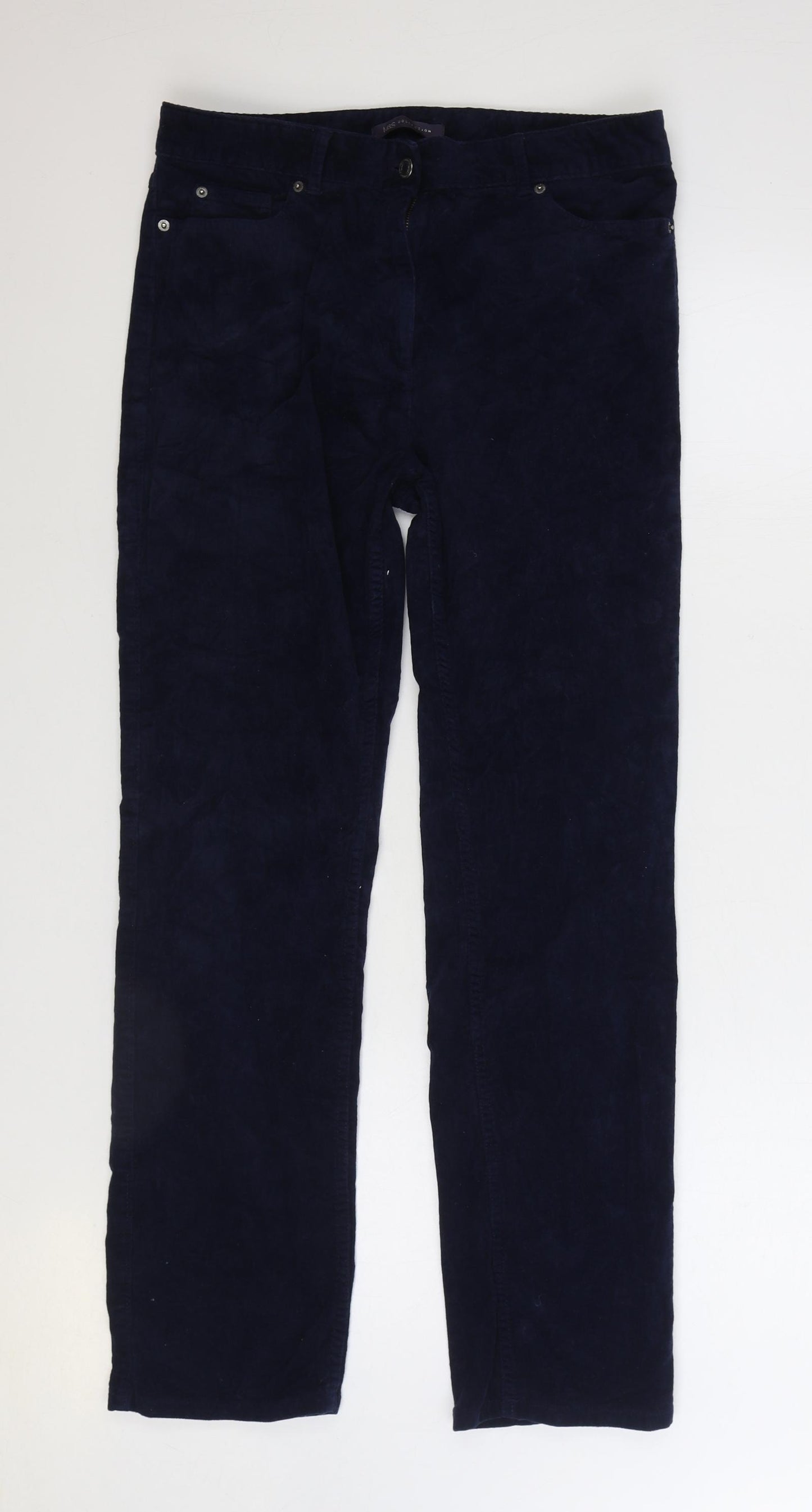 Marks and Spencer Womens Blue Cotton Straight Jeans Size 12 L29 in Regular Zip