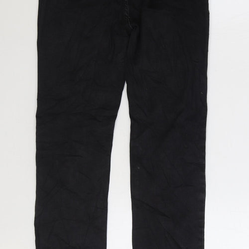 Marks and Spencer Womens Black Cotton Straight Jeans Size 12 L28 in Regular Zip