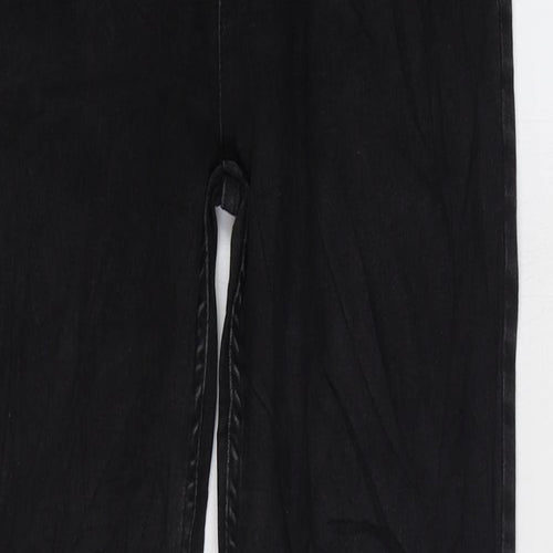 Marks and Spencer Womens Black Cotton Straight Jeans Size 12 L28 in Regular Zip