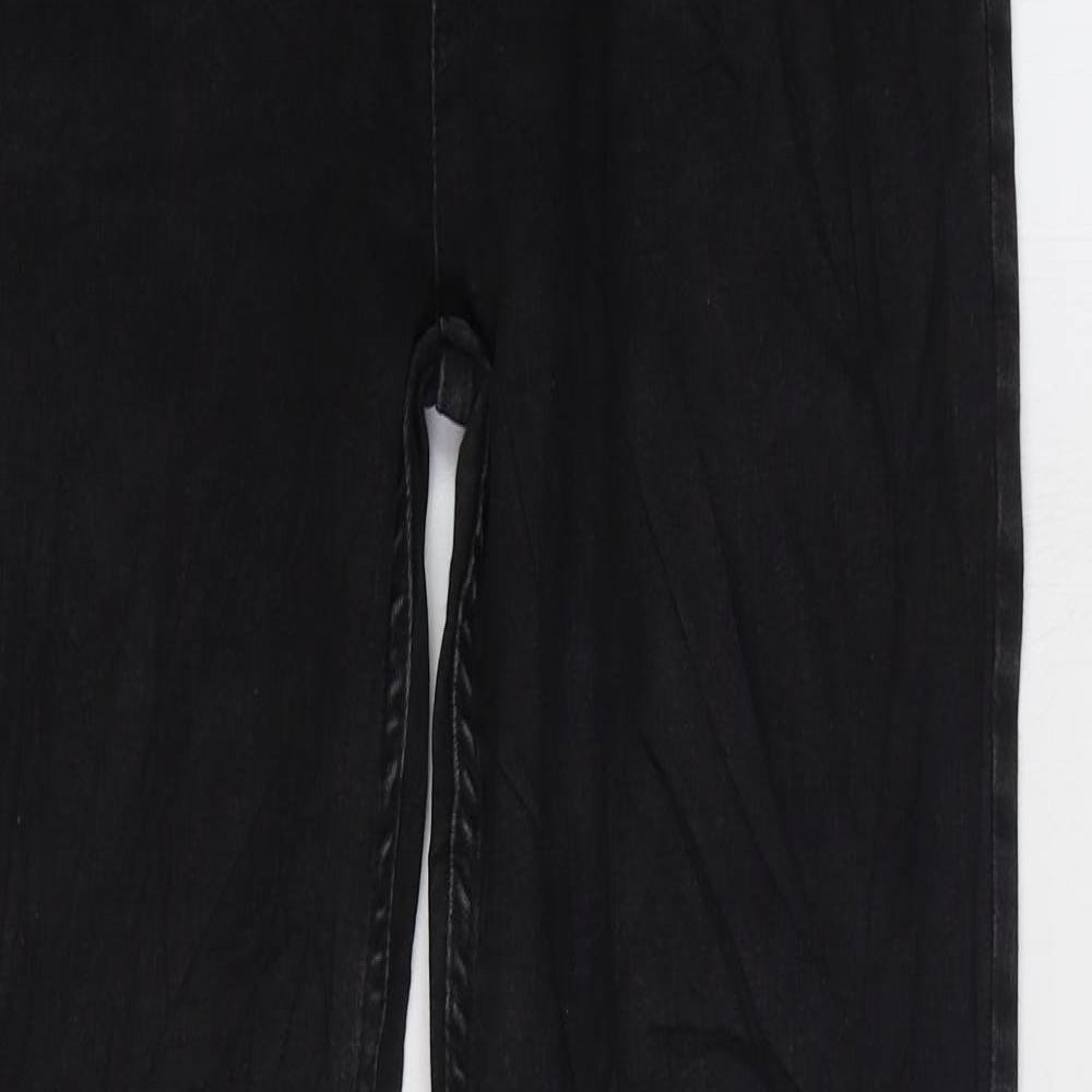 Marks and Spencer Womens Black Cotton Straight Jeans Size 12 L28 in Regular Zip