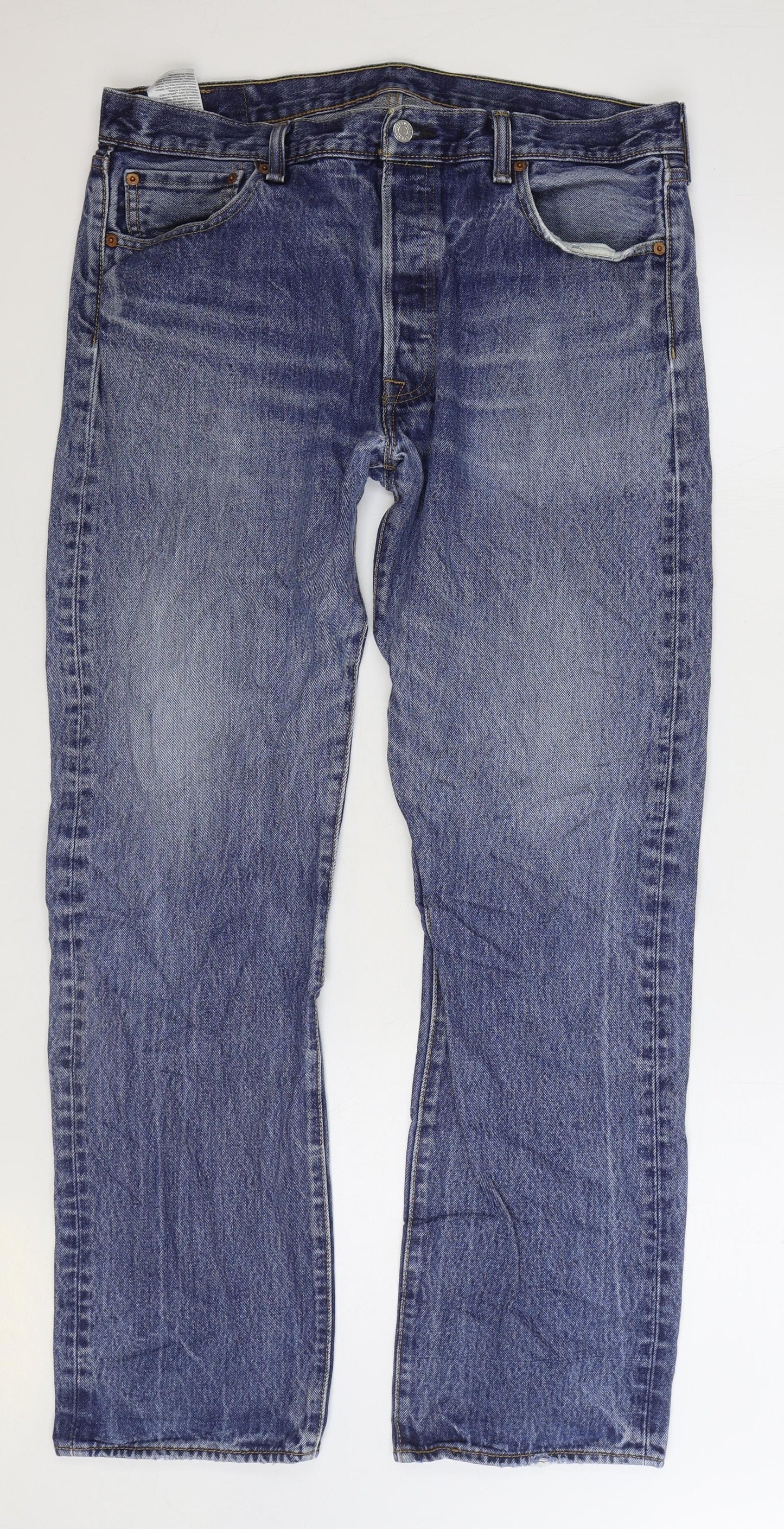 Levi's Mens Blue Cotton Straight Jeans Size 36 in L32 in Regular Zip - Distressed
