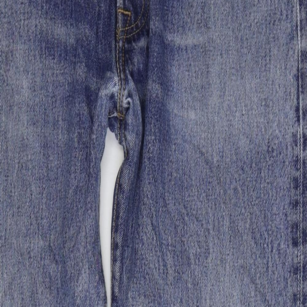 Levi's Mens Blue Cotton Straight Jeans Size 36 in L32 in Regular Zip - Distressed