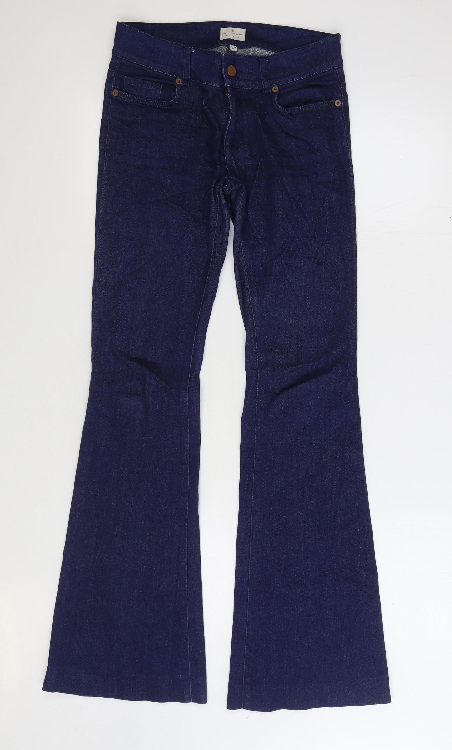 French Connection Womens Blue Cotton Flared Jeans Size 6 L32 in Regular Zip