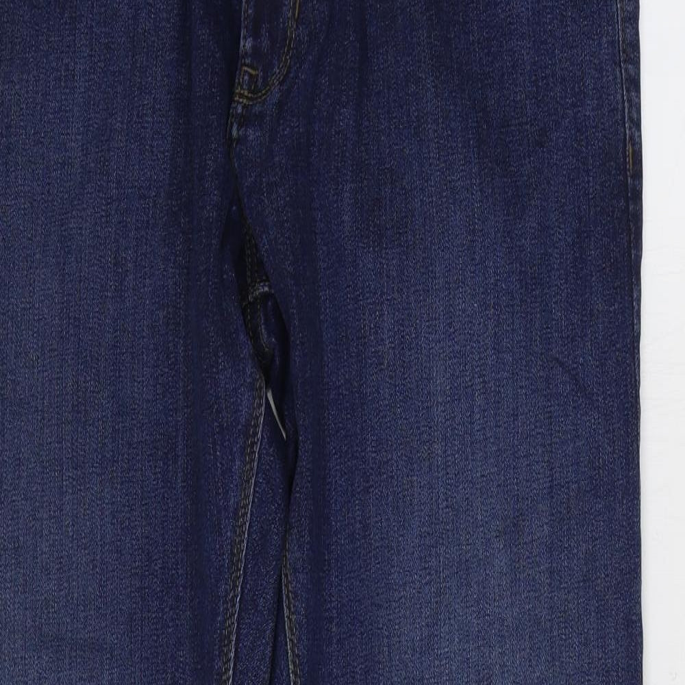 Marks and Spencer Womens Blue Cotton Straight Jeans Size 34 in L29 in Regular Zip