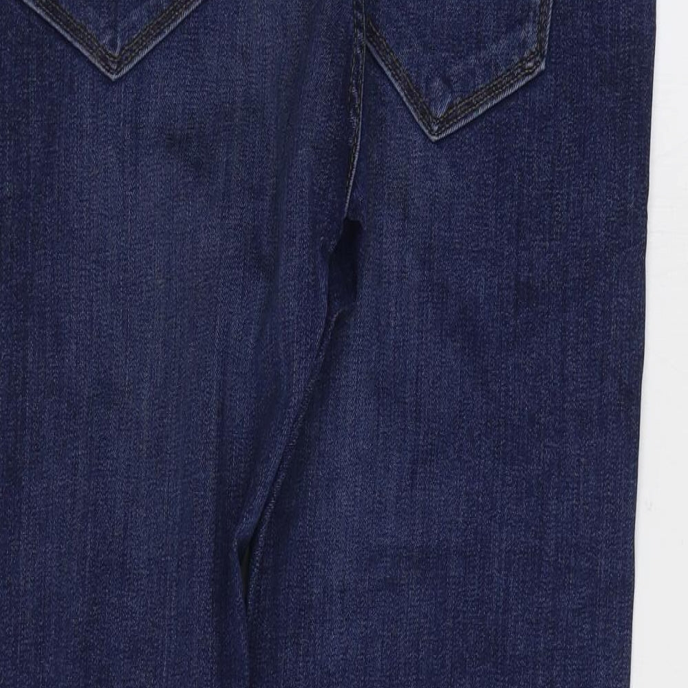 Marks and Spencer Womens Blue Cotton Straight Jeans Size 34 in L29 in Regular Zip