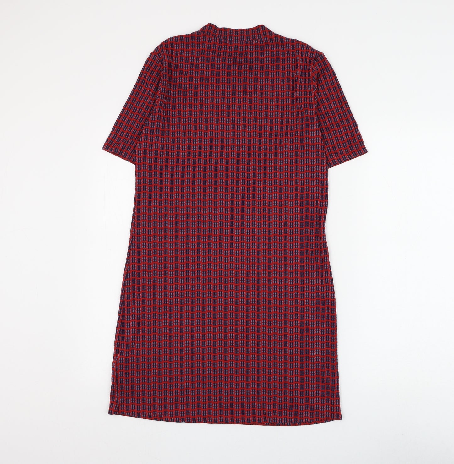 Topshop Womens Multicoloured Geometric Polyester Shift Size 14 Mock Neck Pullover