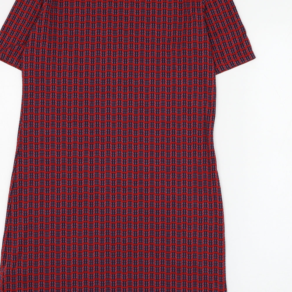 Topshop Womens Multicoloured Geometric Polyester Shift Size 14 Mock Neck Pullover