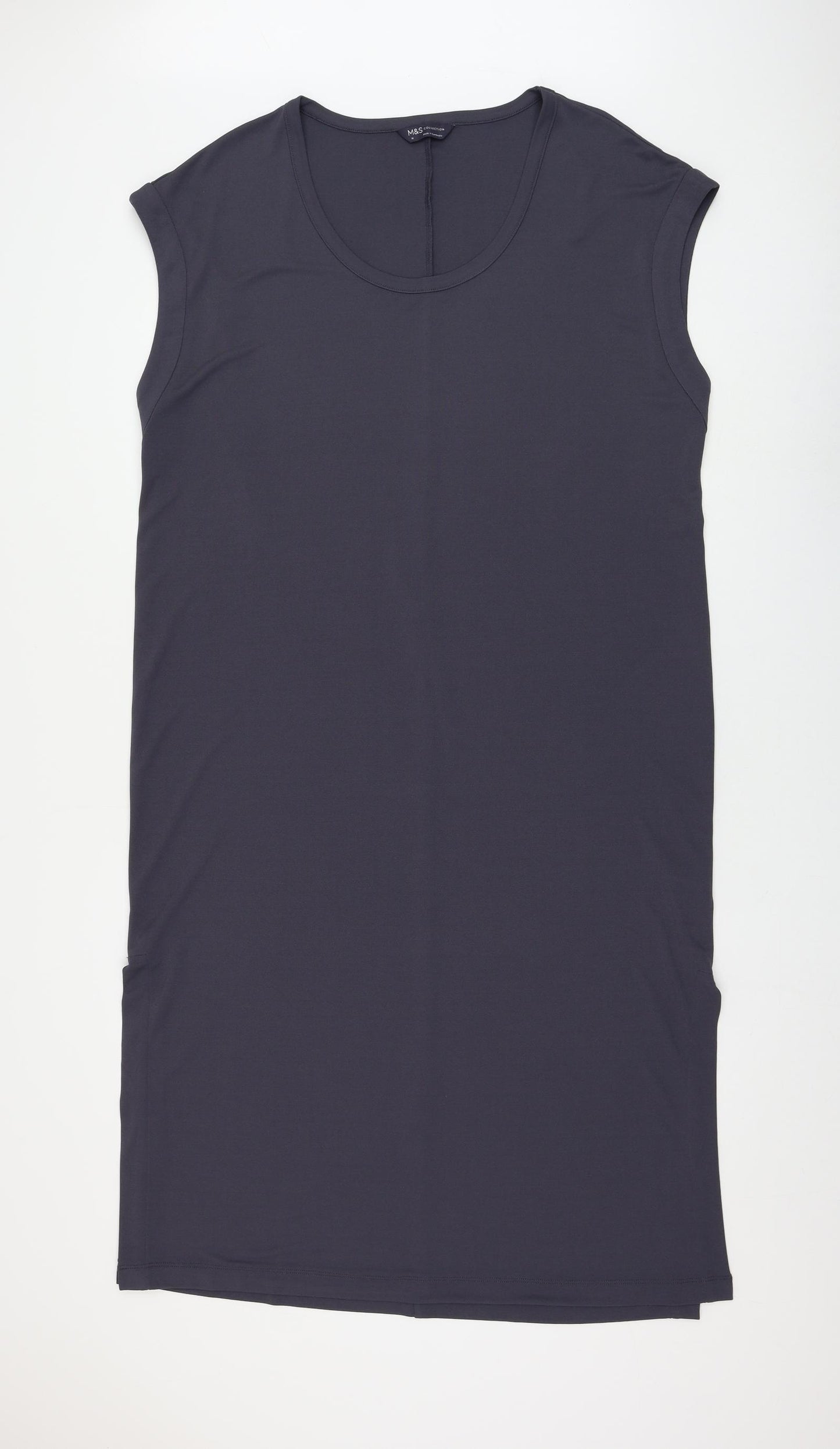 Marks and Spencer Womens Grey Polyester T-Shirt Dress Size 16 Scoop Neck Pullover